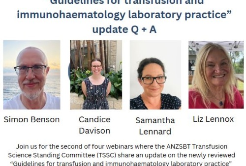 Guidelines for transfusion and immunohematology laboratory practice update Q&A webinar- NSW & QLD Image